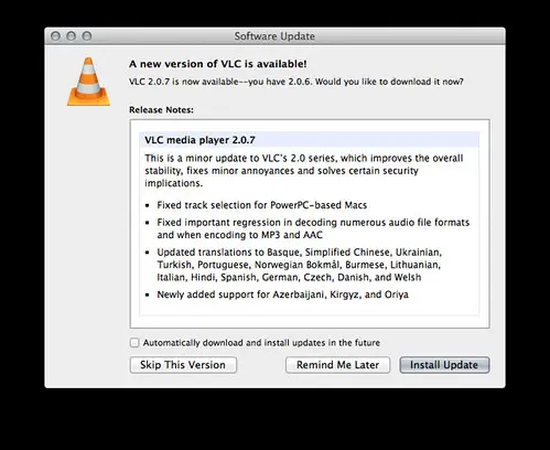 VLC media player 2.0.7 Update