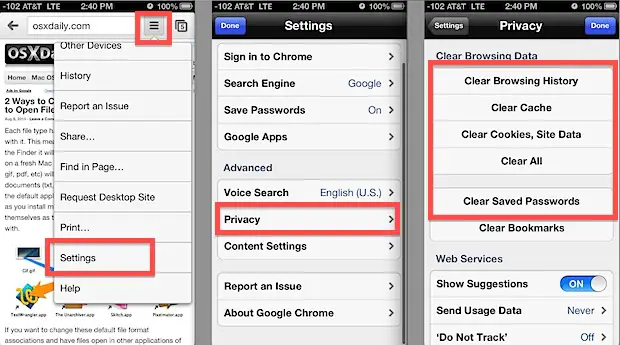 How to Clear Browsing Data in Chrome for iPod Touch or iPhone